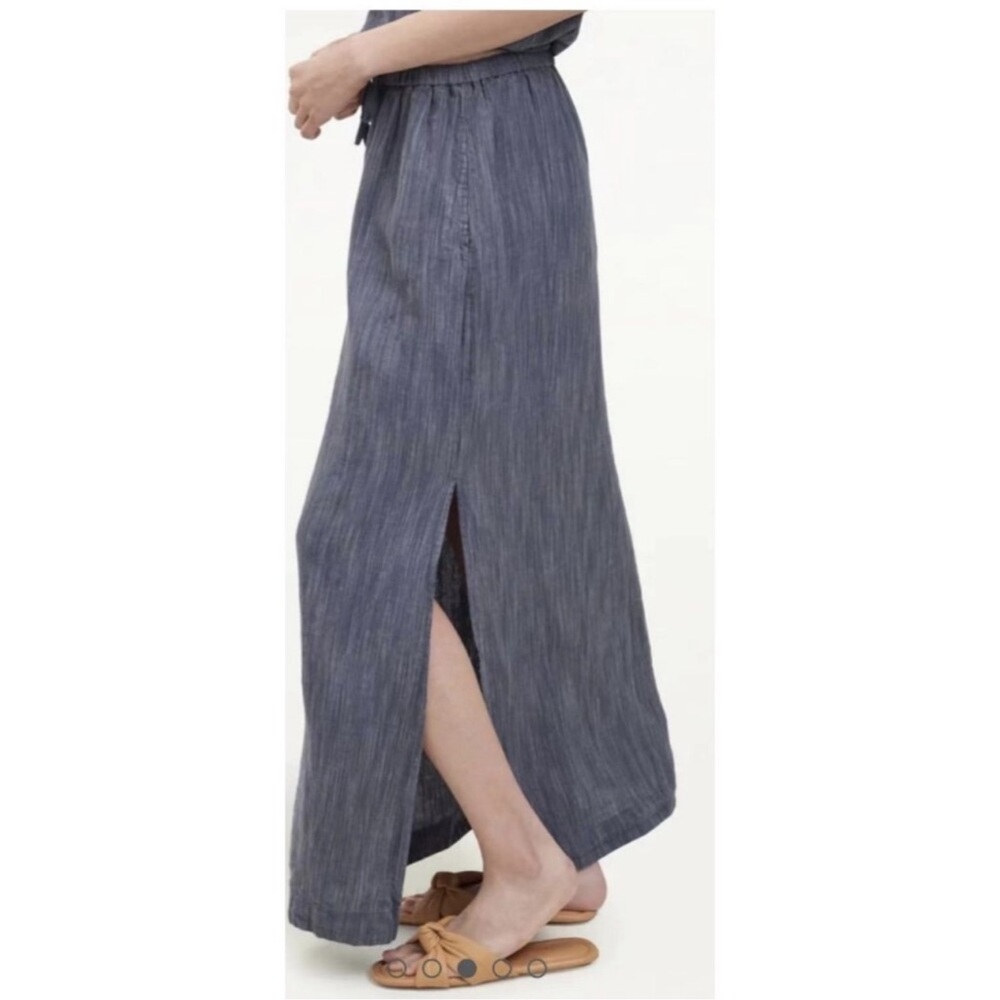 Splendid Striped Blue Maxi Skirt 100% Linen